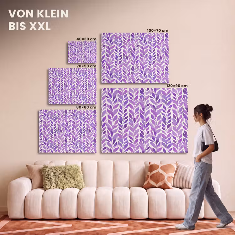 Akustikbild - Lila – Botanisch – Blätter – Aquarell – Zweige – Muster — 7