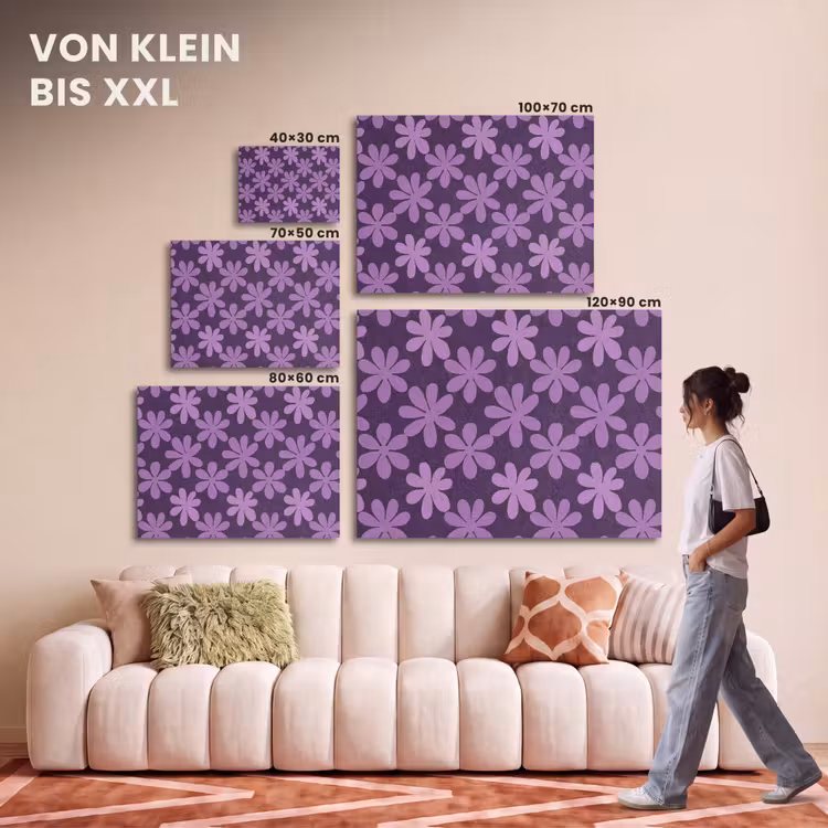 Akustikbild - Lila – Botanisch – Blumen – Retro – Muster — 7