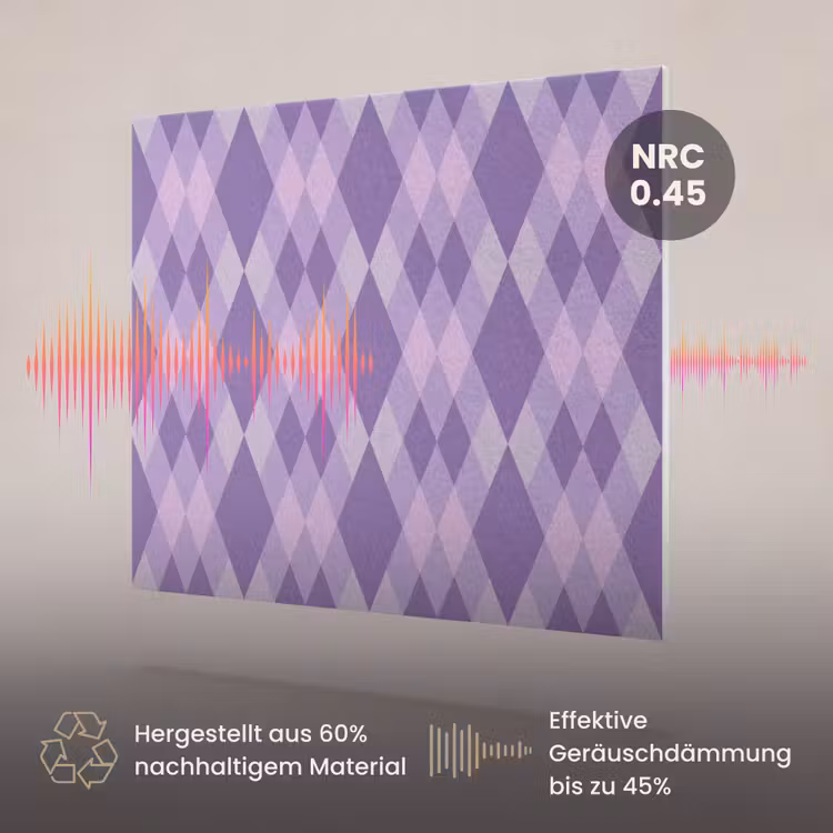 Akustikbild - Lila – Geometrisch – Rauten – Argyle – Muster — 3