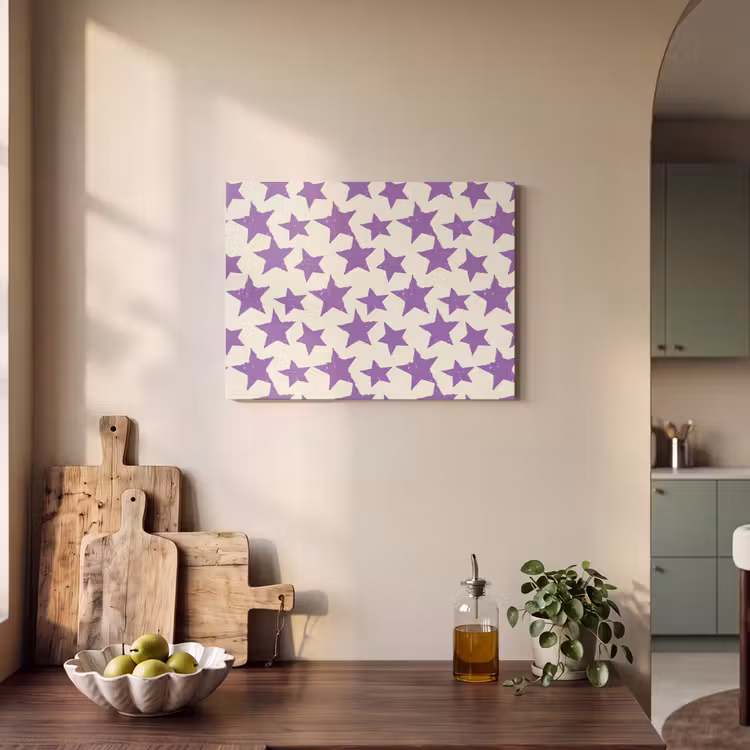 Akustikbild - Lila – Geometrisch – Sterne – Stempel – Muster — 4