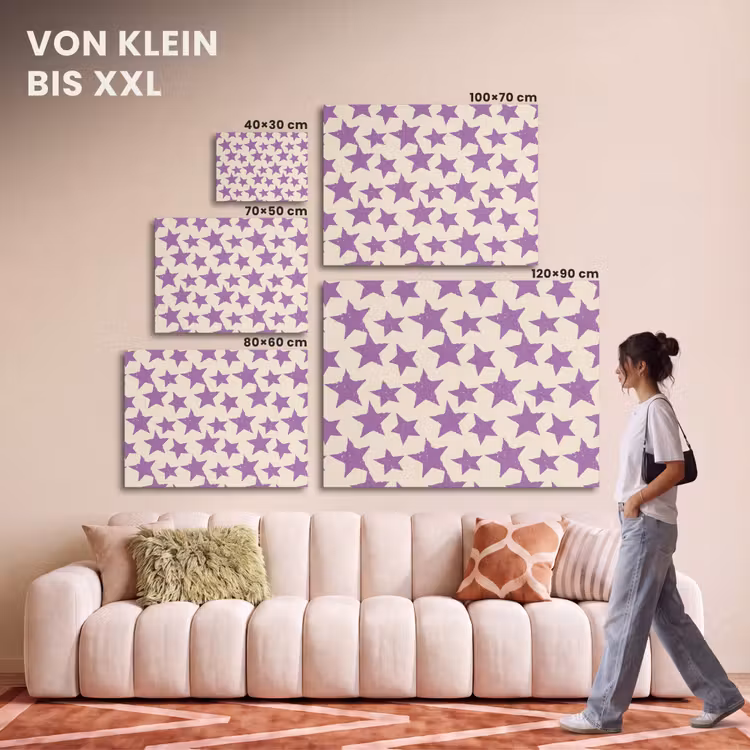 Akustikbild - Lila – Geometrisch – Sterne – Stempel – Muster — 7