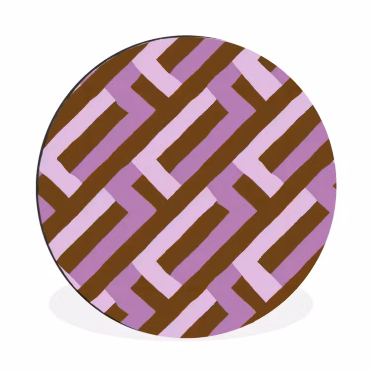 Alu-Dibond-Bild Rund - Braun – Rosa – Geometrisch – Mäander – Muster — 1