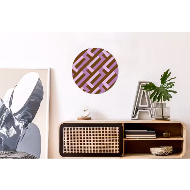 Alu-Dibond-Bild Rund - Braun – Rosa – Geometrisch – Mäander – Muster — 3