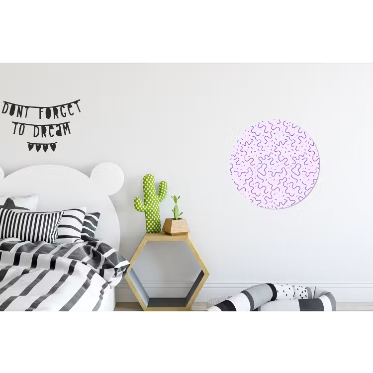 Alu-Dibond-Bild Rund - Lila – Abstrakt – Memphis – Retro – Sprenkel – Muster — 4