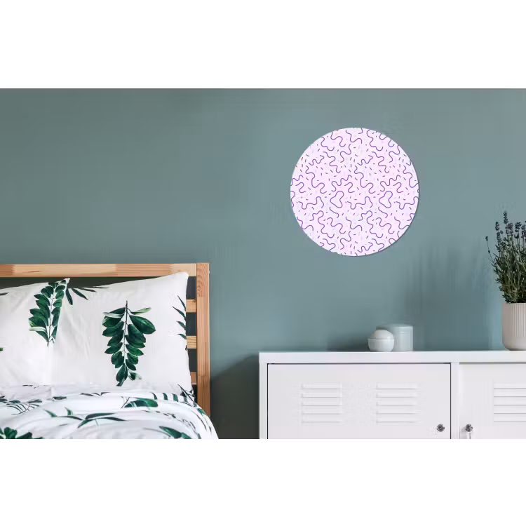 Alu-Dibond-Bild Rund - Lila – Abstrakt – Memphis – Retro – Sprenkel – Muster — 5