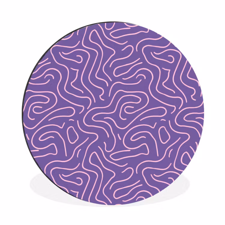 Alu-Dibond-Bild Rund - Lila – Rosa – Abstrakt – Linien – Labyrinth – Muster — 1