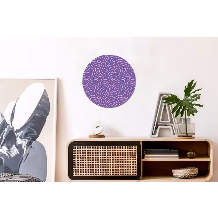 Alu-Dibond-Bild Rund - Lila – Rosa – Abstrakt – Linien – Labyrinth – Muster — 3
