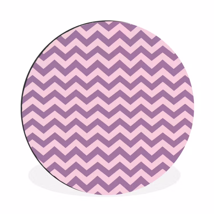 Alu-Dibond-Bild Rund - Lila – Rosa – Geometrisch – Chevron – Zickzack – Muster — 1