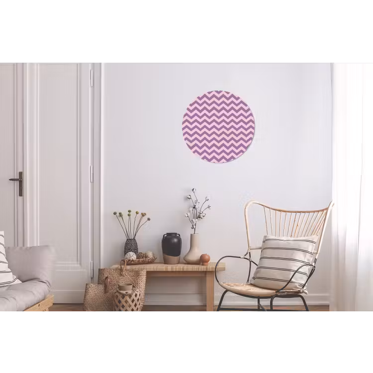 Alu-Dibond-Bild Rund - Lila – Rosa – Geometrisch – Chevron – Zickzack – Muster — 2