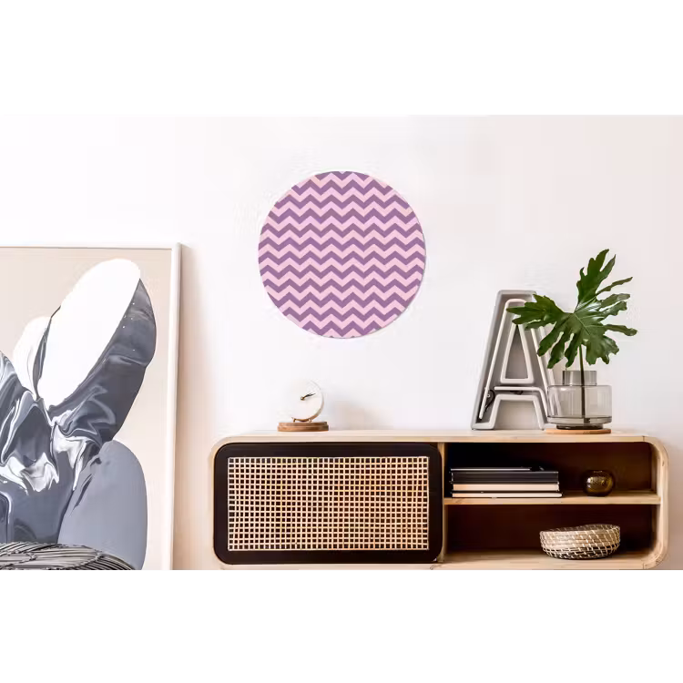 Alu-Dibond-Bild Rund - Lila – Rosa – Geometrisch – Chevron – Zickzack – Muster — 3