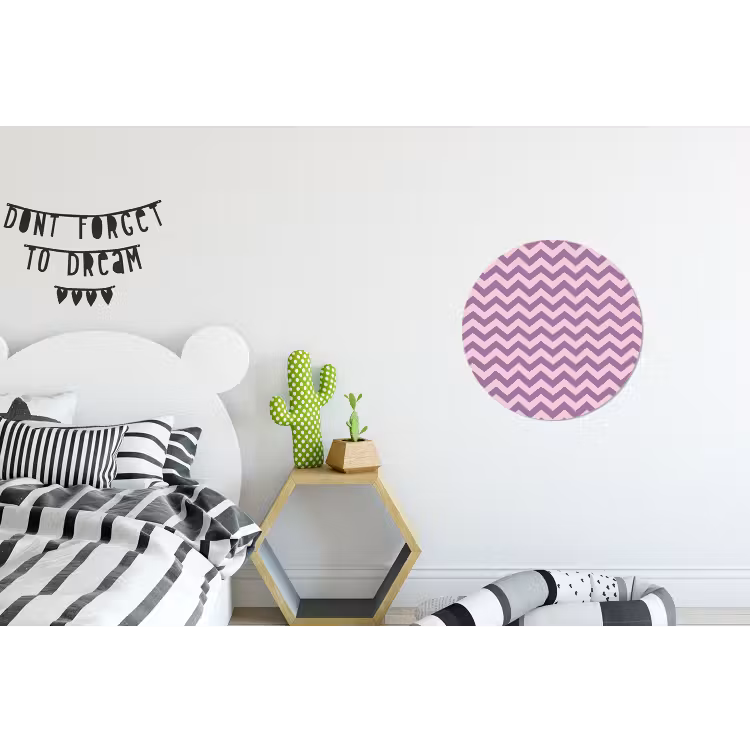 Alu-Dibond-Bild Rund - Lila – Rosa – Geometrisch – Chevron – Zickzack – Muster — 4