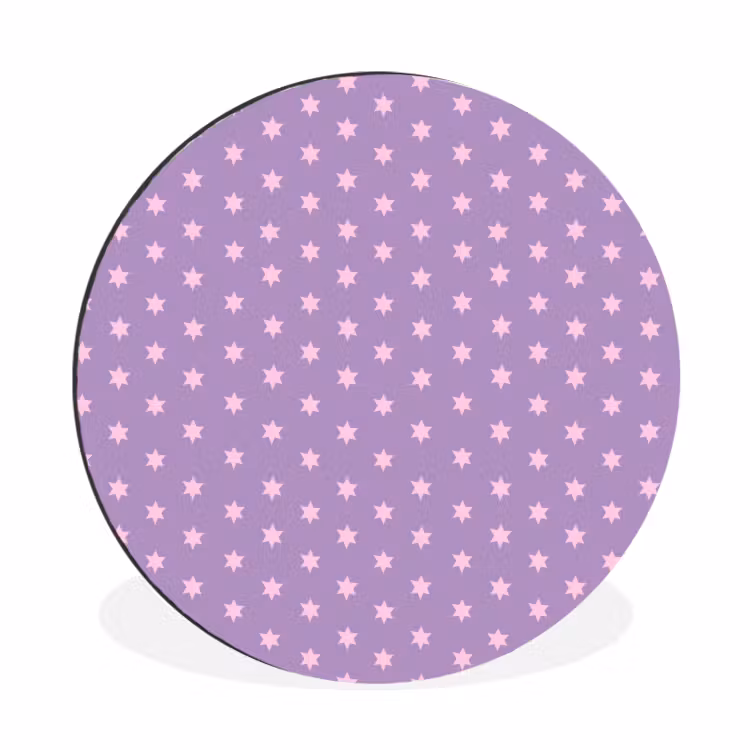 Alu-Dibond-Bild Rund - Lila – Rosa – Sterne – Geometrisch – Muster — 1