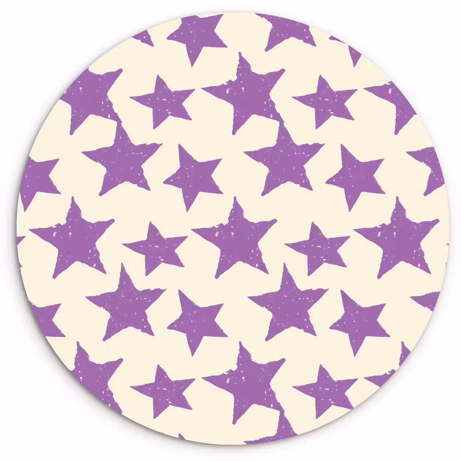 Glasbild Rund - Lila – Geometrisch – Sterne – Stempel – Muster — 1