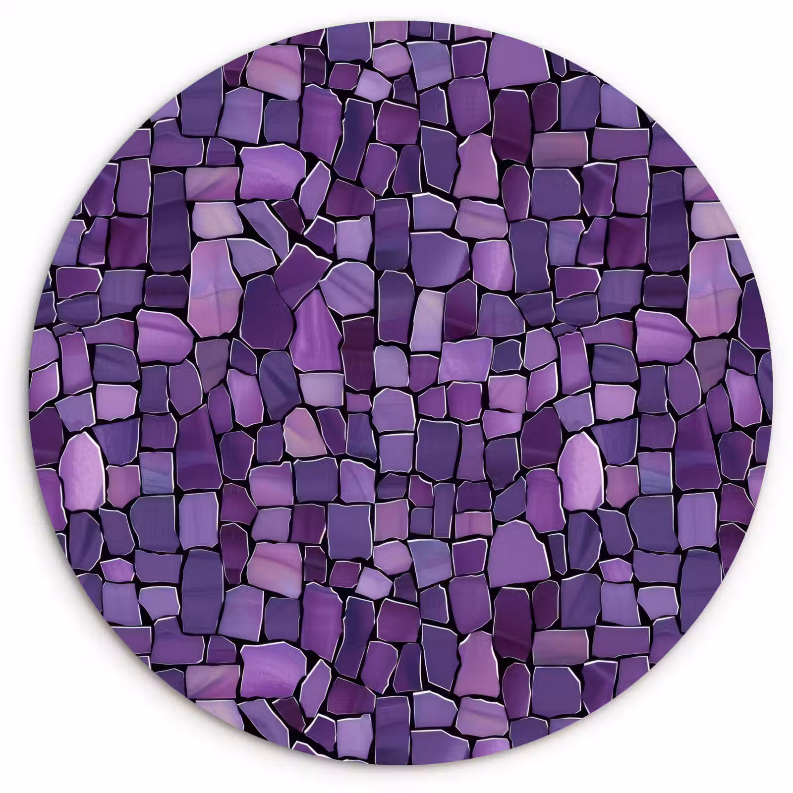 Glasbild Rund - Lila – Mosaik – Scherben – Stein – Muster — 1