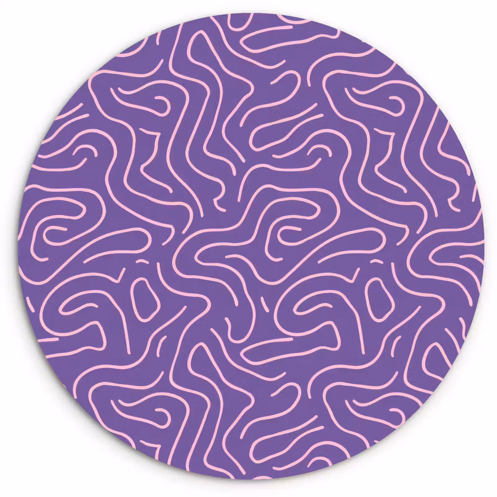 Glasbild Rund - Lila – Rosa – Abstrakt – Linien – Labyrinth – Muster — 1