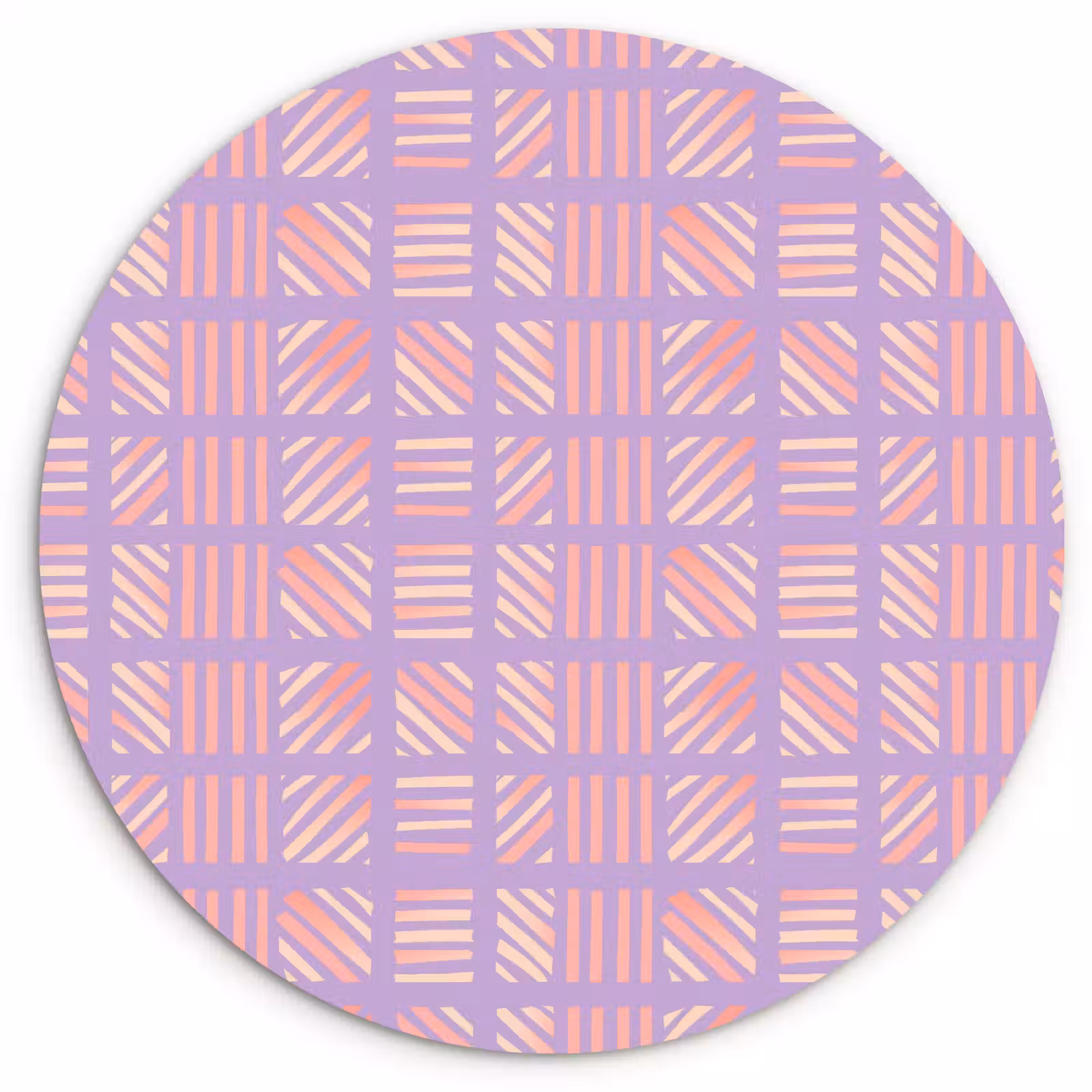 Glasbild Rund - Lila – Rosa – Geometrisch – Streifen – Blöcke – Muster — 1