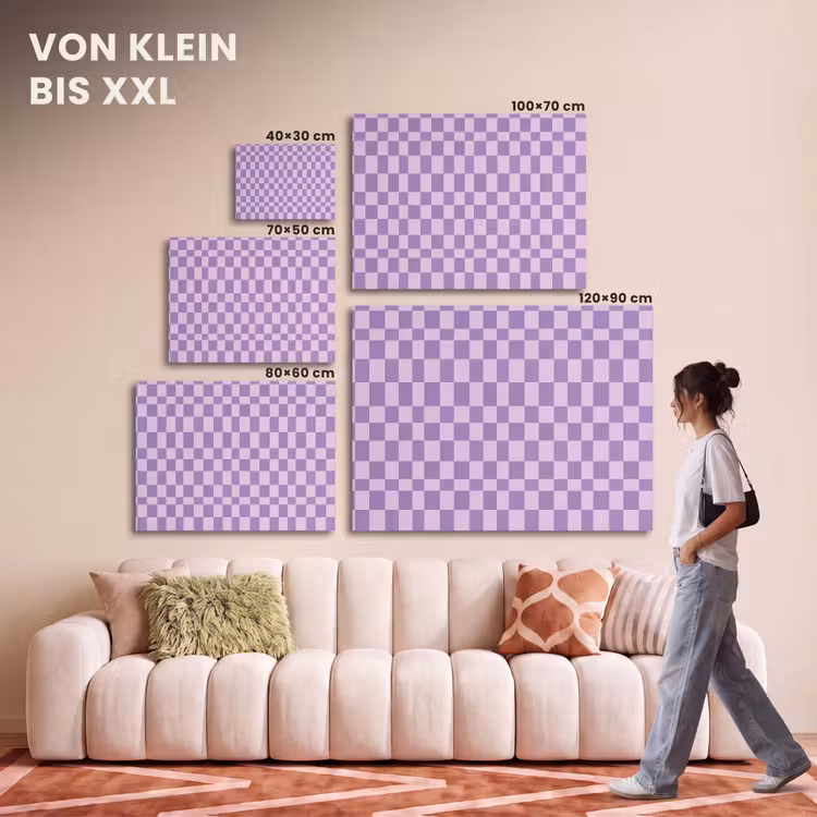 Akustikbild - Lila – Geometrisch – Schachbrettmuster – Blöcke – Muster — 7