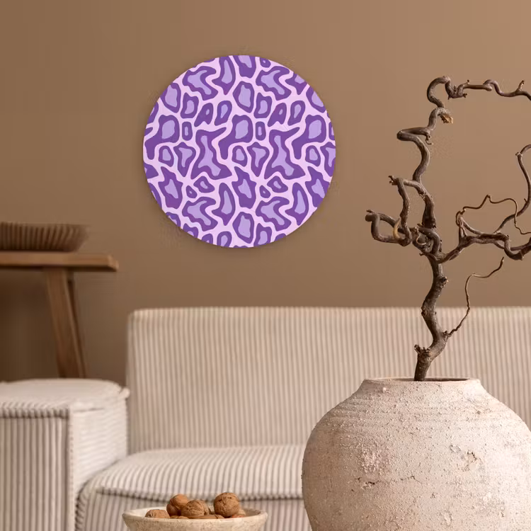 Glasbild Rund - Lila – Abstrakt – Leopard – Flecken – Groovy – Muster — 2