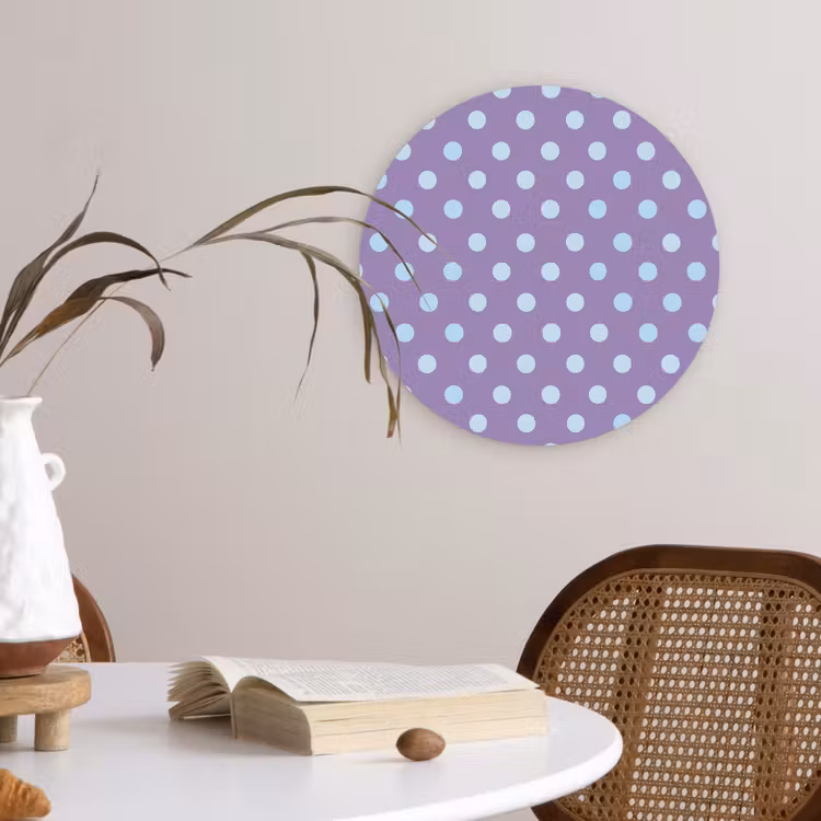 Glasbild Rund - Lila – Blau – Geometrisch – Punkte – Polka Dot – Muster — 4