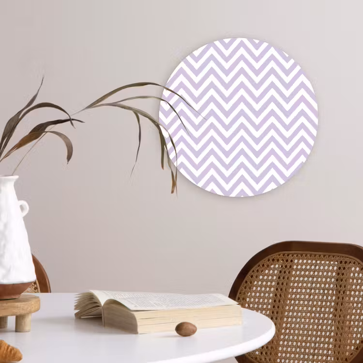 Glasbild Rund - Lila – Geometrisch – Chevron – Zickzack – Muster — 4