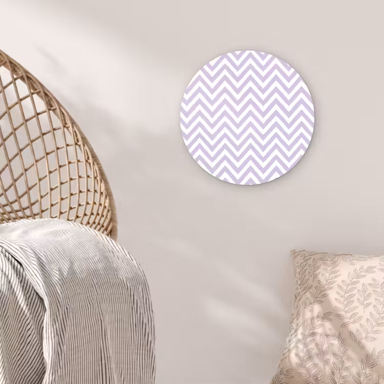 Glasbild Rund - Lila – Geometrisch – Chevron – Zickzack – Muster — 5