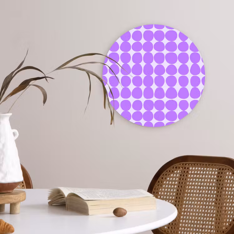 Glasbild Rund - Lila – Geometrisch – Punkte – Polka Dot – Muster — 4