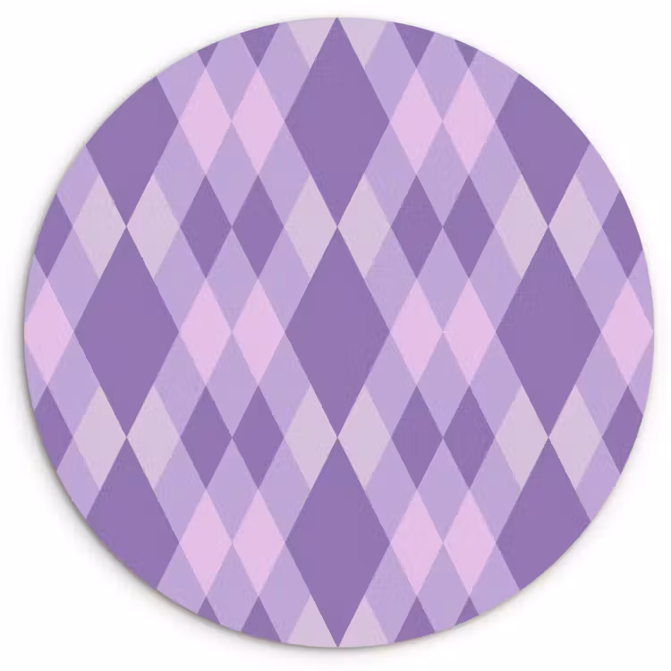 Glasbild Rund - Lila – Geometrisch – Rauten – Argyle – Muster — 1