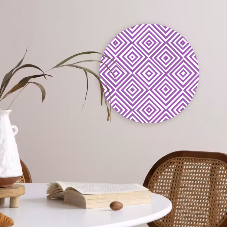 Glasbild Rund - Lila – Geometrisch – Rauten – Konzentrisch – Muster — 4