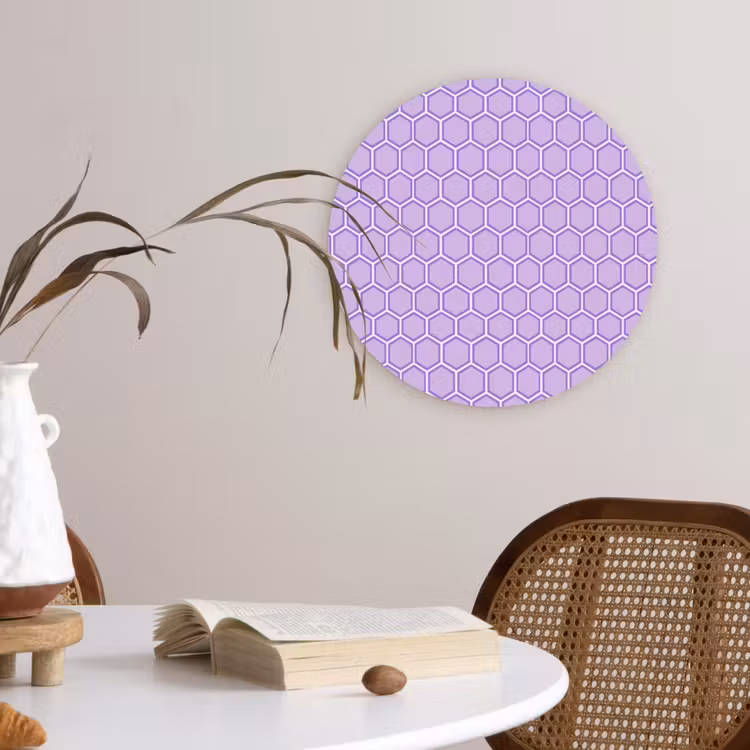 Glasbild Rund - Lila – Geometrisch – Wabenmuster – Bienenwabe – Muster — 4