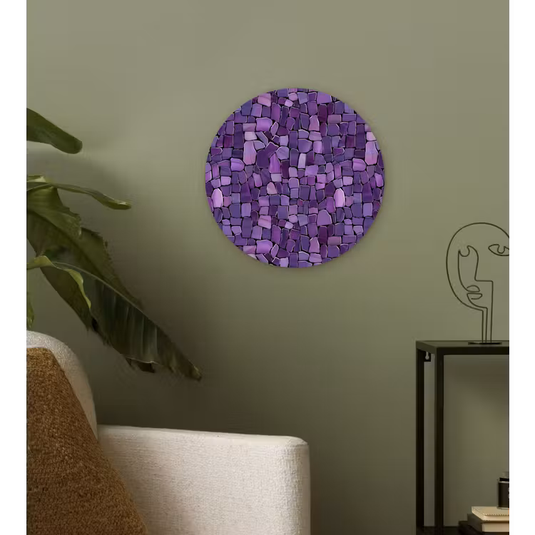 Glasbild Rund - Lila – Mosaik – Scherben – Stein – Muster — 3
