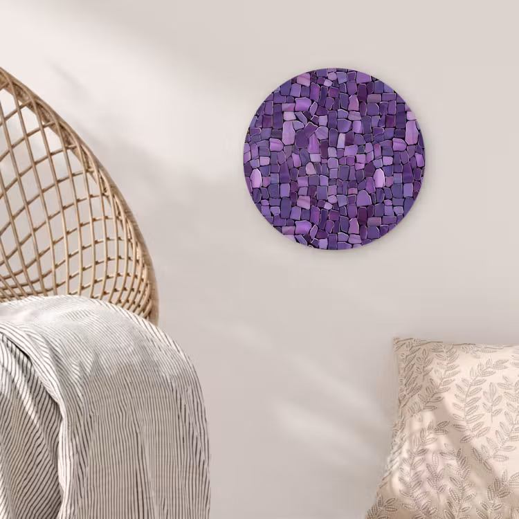 Glasbild Rund - Lila – Mosaik – Scherben – Stein – Muster — 5