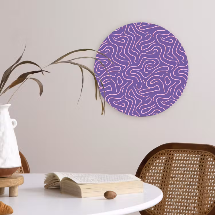 Glasbild Rund - Lila – Rosa – Abstrakt – Linien – Labyrinth – Muster — 4