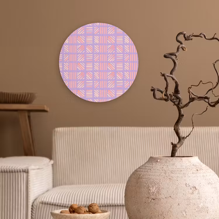 Glasbild Rund - Lila – Rosa – Geometrisch – Streifen – Blöcke – Muster — 2