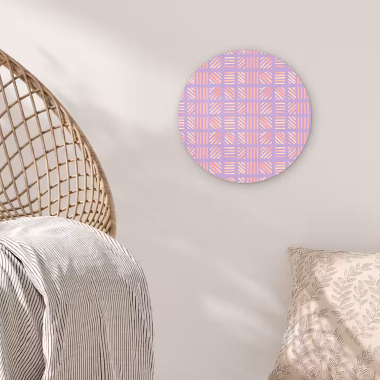 Glasbild Rund - Lila – Rosa – Geometrisch – Streifen – Blöcke – Muster — 5