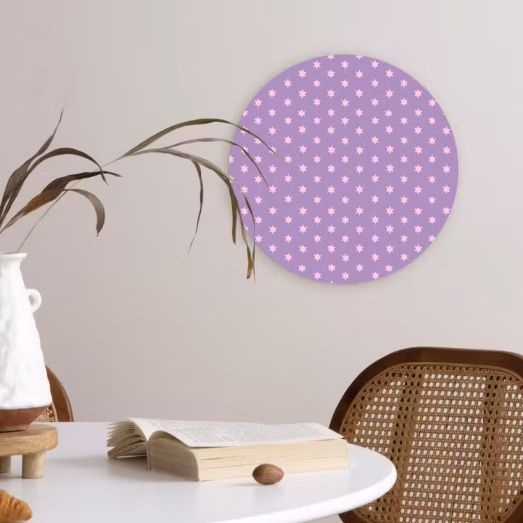 Glasbild Rund - Lila – Rosa – Sterne – Geometrisch – Muster — 4