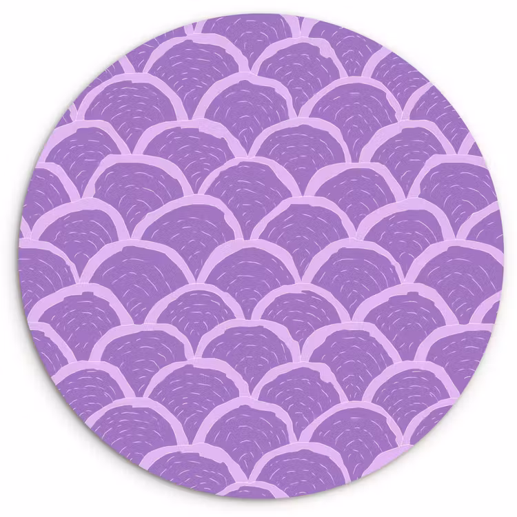 Glasbild Rund - Lila – Schuppen – Muscheln – Handgezeichnet – Muster — 1