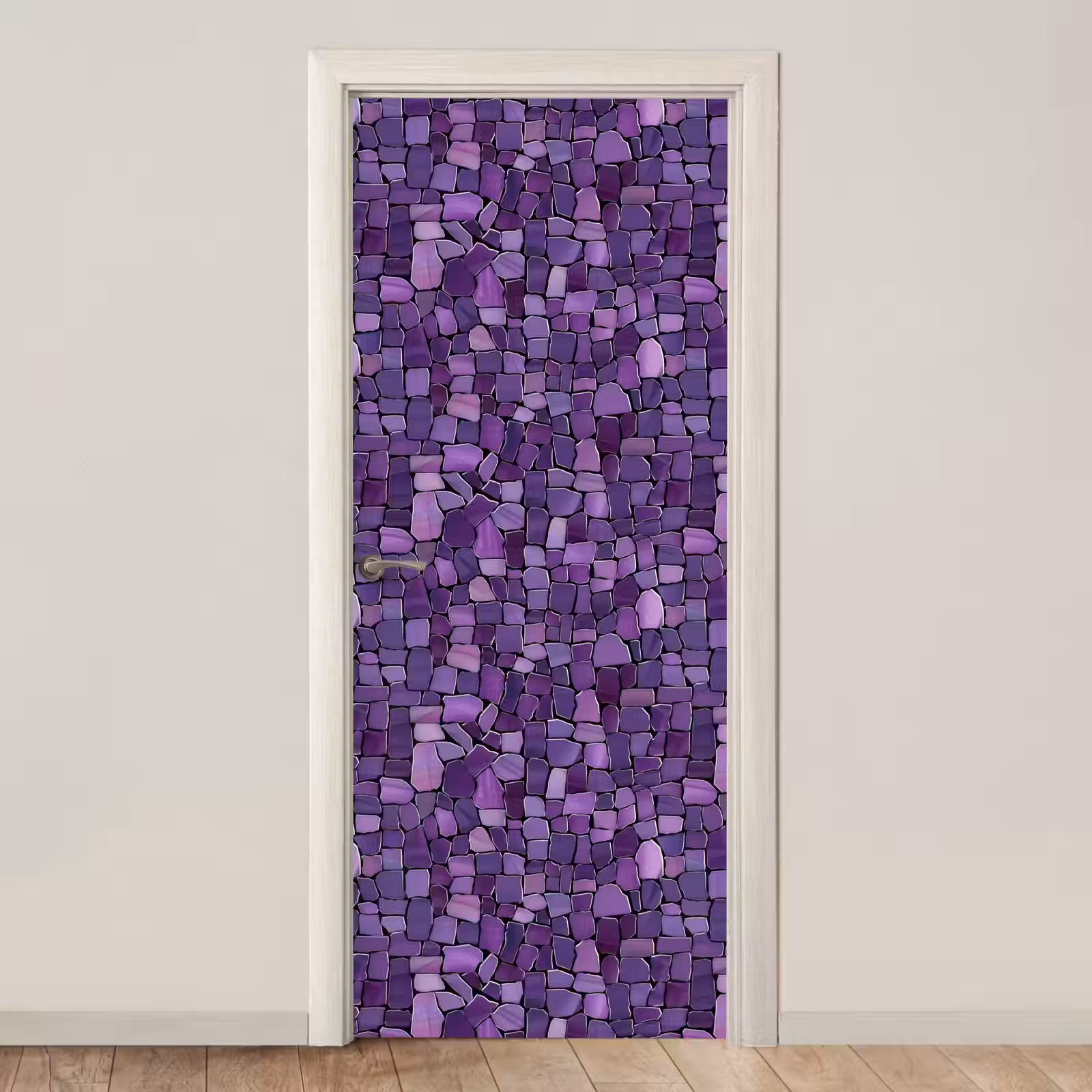 Türtapete - Lila – Mosaik – Scherben – Stein – Muster — 1