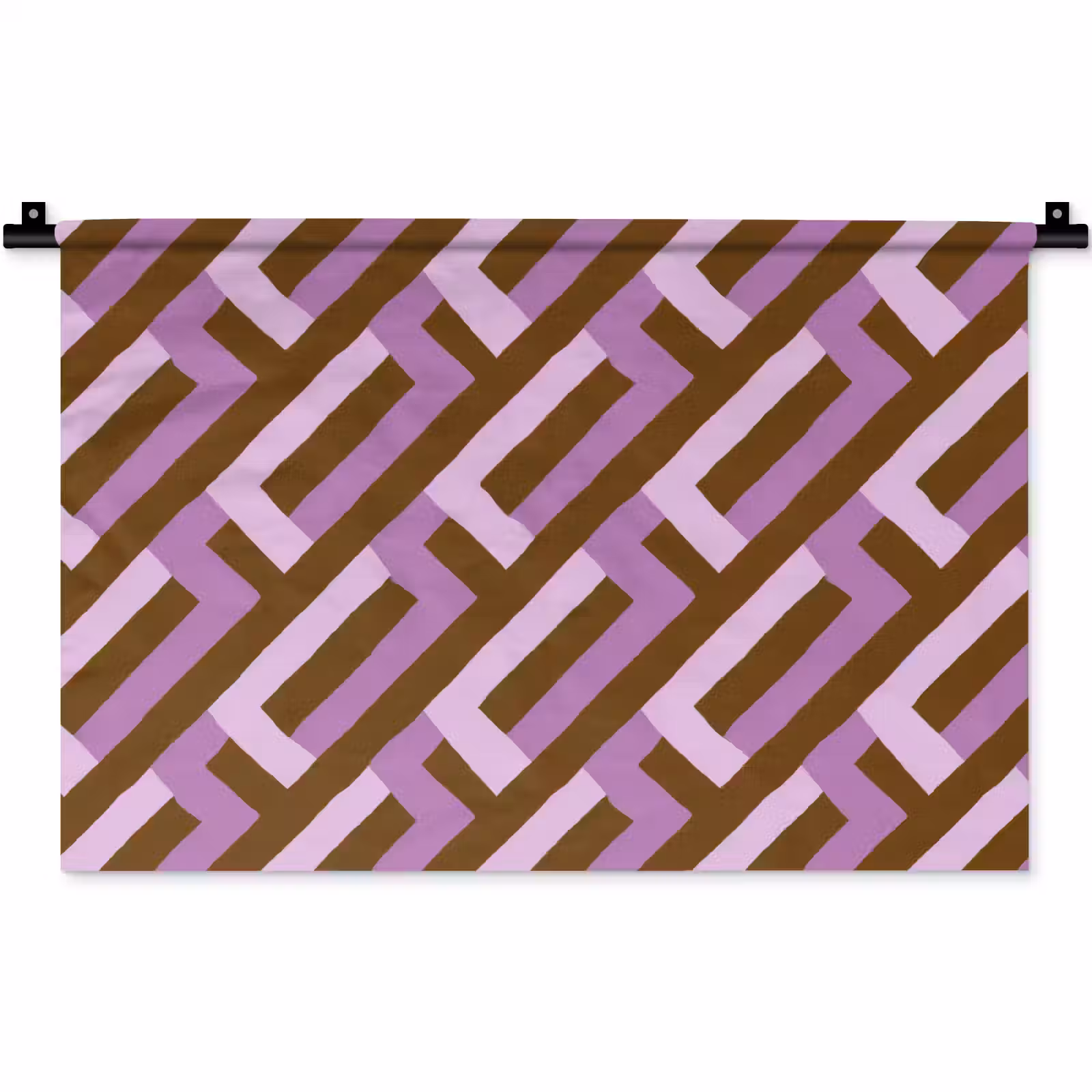 Wandteppich - Braun – Rosa – Geometrisch – Mäander – Muster — 1