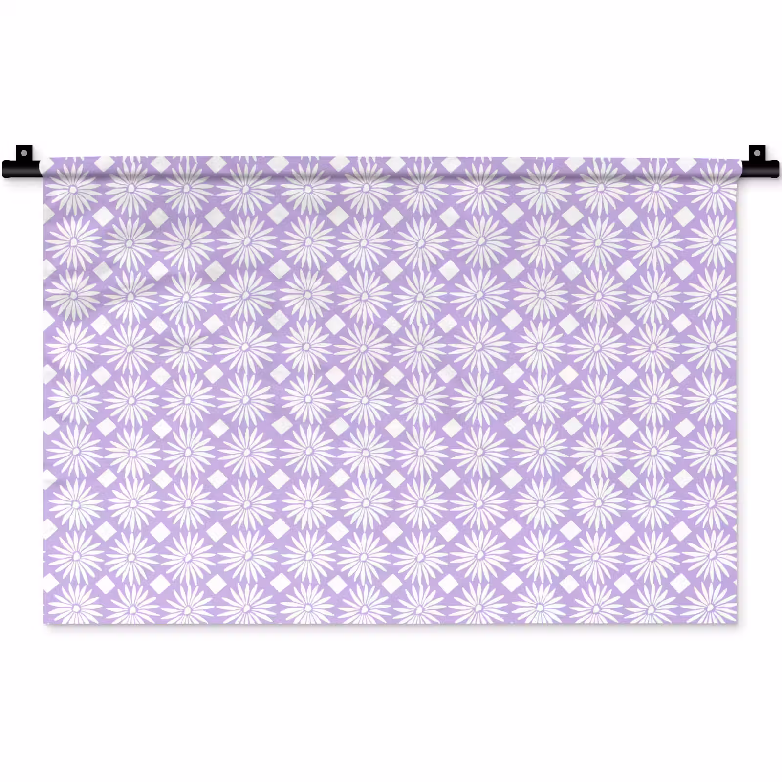 Wandteppich - Lila – Botanisch – Blumen – Gänseblümchen – Muster — 1