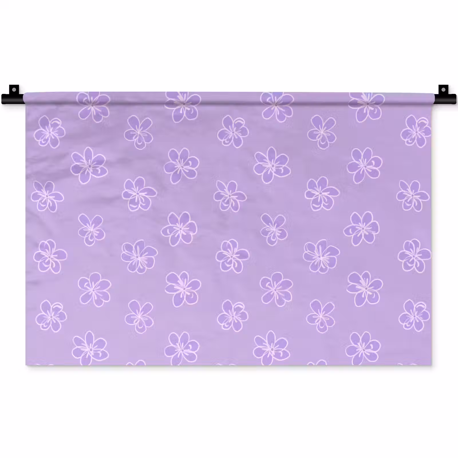 Wandteppich - Lila – Botanisch – Blumen – Handgezeichnet – Muster — 1