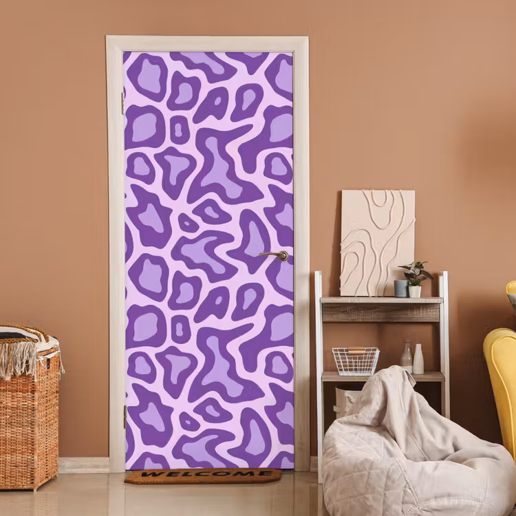 Türtapete - Lila – Abstrakt – Leopard – Flecken – Groovy – Muster — 2