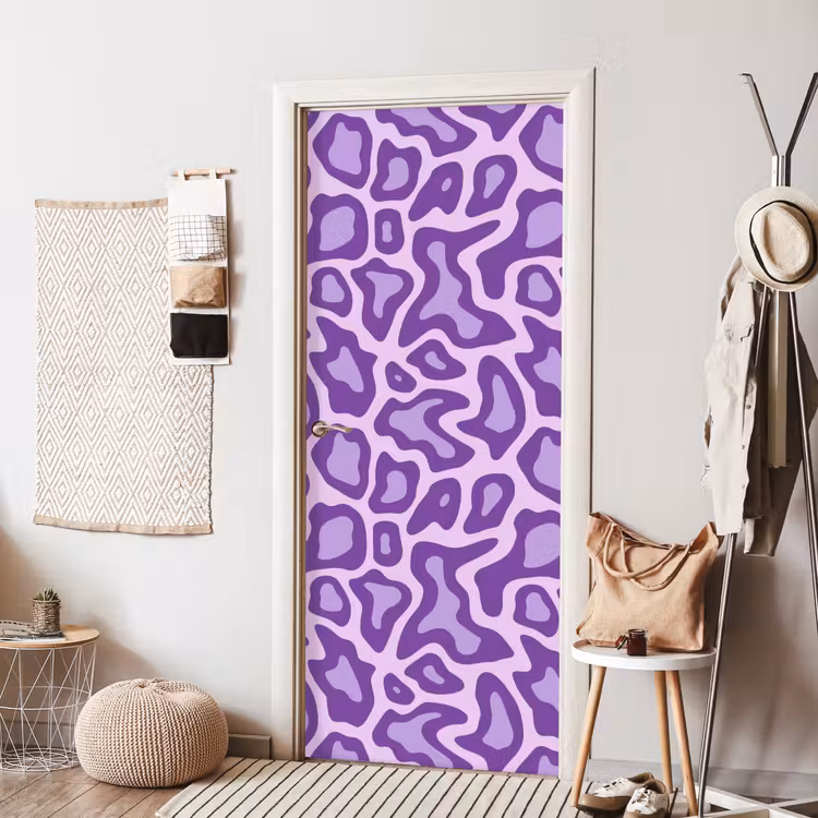 Türtapete - Lila – Abstrakt – Leopard – Flecken – Groovy – Muster — 7