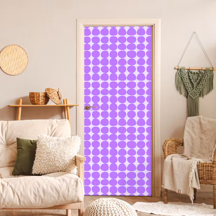 Türtapete - Lila – Geometrisch – Punkte – Polka Dot – Muster — 3