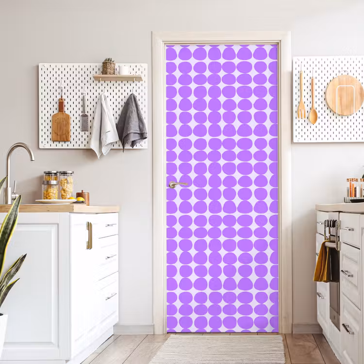 Türtapete - Lila – Geometrisch – Punkte – Polka Dot – Muster — 6