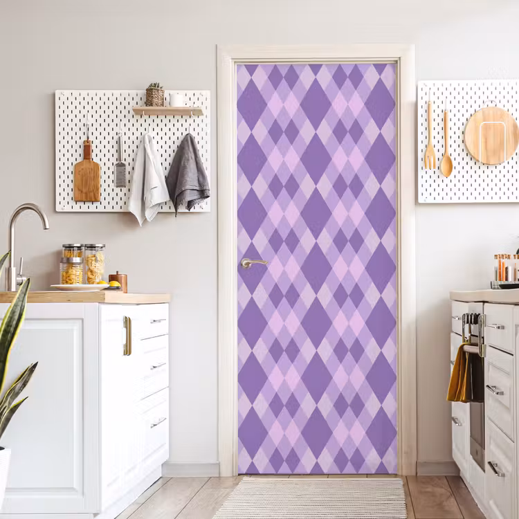 Türtapete - Lila – Geometrisch – Rauten – Argyle – Muster — 6