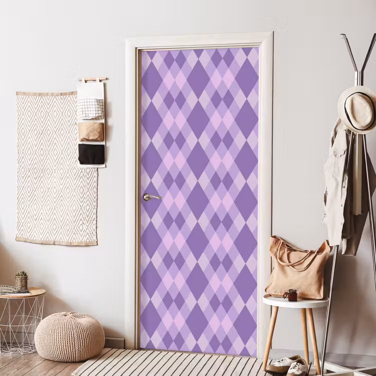 Türtapete - Lila – Geometrisch – Rauten – Argyle – Muster — 7
