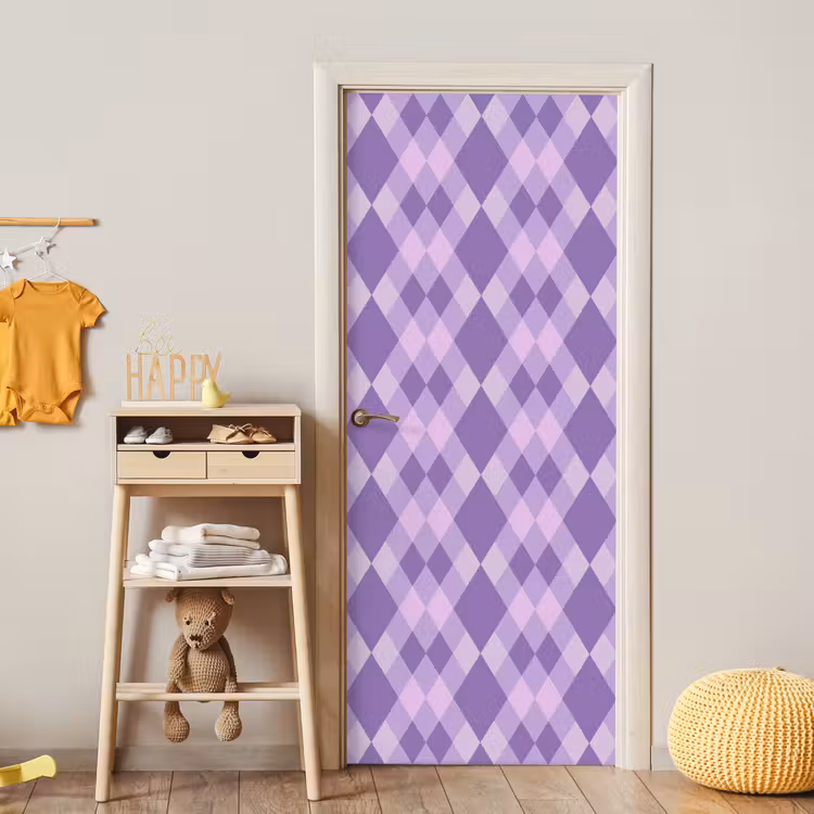 Türtapete - Lila – Geometrisch – Rauten – Argyle – Muster — 8