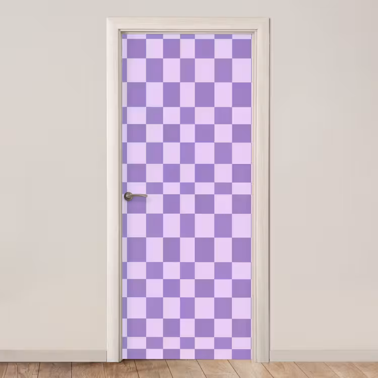 Türtapete - Lila – Geometrisch – Schachbrettmuster – Blöcke – Muster — 1