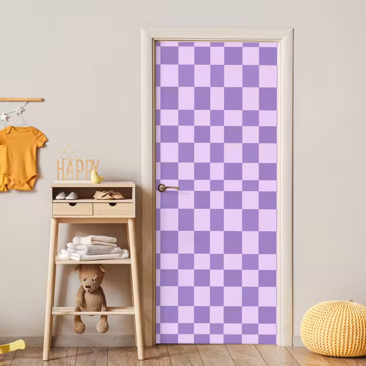Türtapete - Lila – Geometrisch – Schachbrettmuster – Blöcke – Muster — 8