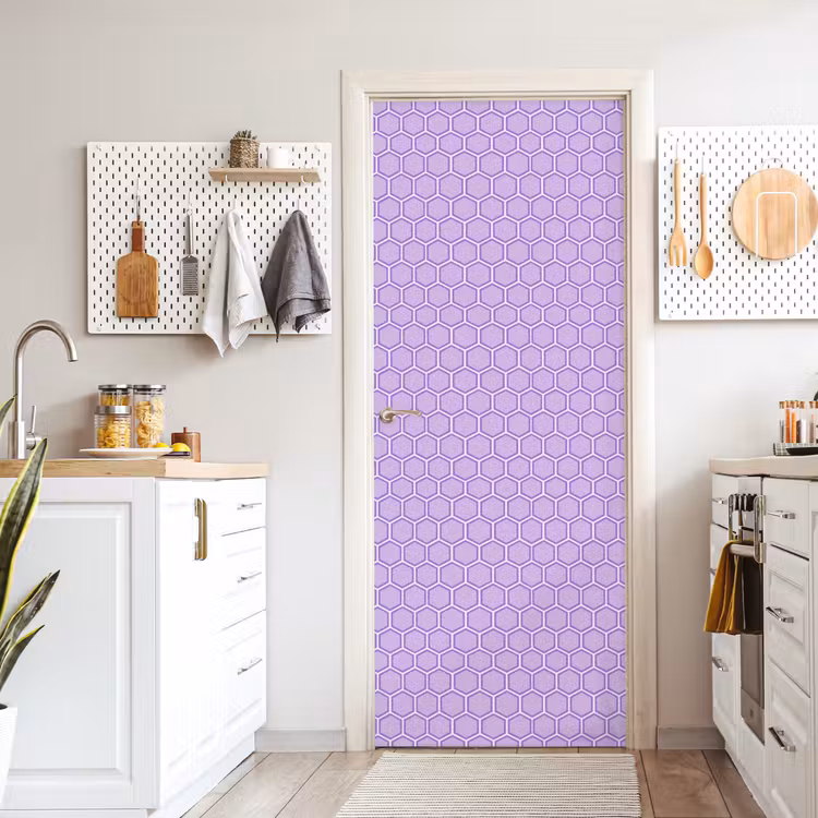 Türtapete - Lila – Geometrisch – Wabenmuster – Bienenwabe – Muster — 6